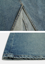 Back Slit Cargo Denim Long Skirt