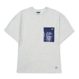 ペイズリー ポケット セミオーバーサイズ Tシャツ ホワイト メランジェ