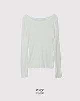 Boat Neck Wave Layered Wool T-Shirt (5color)