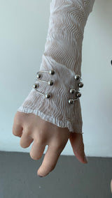 シルバー ボール ピアス バングル
