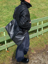 Black leather shirring padding