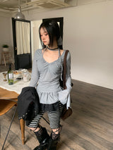 needs frill shirring blouse t