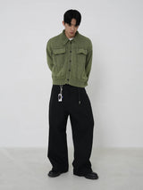 Washing trucker cardigan 2color