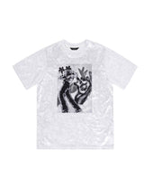 Velvet print Oversized T-Shirt _ WHITE