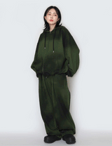 Spray washed hood zip-up