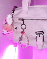 [YENA] Pink ribbon pearl keychain