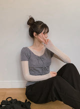 シースルードットレイヤードTシャツ (2color)