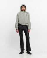 Neck Shirring Hooded Windbreaker _ GREY