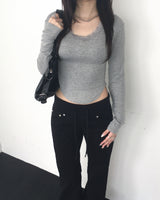 バンディングコットンブーツカットパンツ
