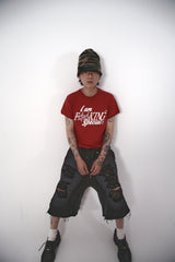 damage bermuda pants_charcoal
