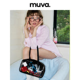 muva. Beaded Shoulder Hobo Bag, Large‑Capacity Genuine‑Leather Underarm Purse, Original Niche Designer Style, New Arrival May 17