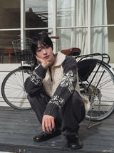 Bomb Cowichan color matching knit zip-up