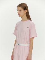 (Unisex) エッセンシャルストレッチフィットハーフスリーブパジャマセット　ピンク