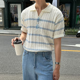 LMN Wanted Dangara Open Collar Twisted Short Sleeve Knitwear (2 colors)