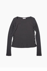 サイドボタンスリット長袖Tシャツ