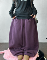 バルーンワイドコライド ベルトポイントフリースバルーンワイドパンツ🖤💜 5カラーズ