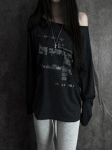 blur lettering loose fit off T (2color)