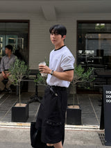 Twos herringbone bermuda pants