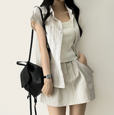 Bronze stripe roll-up short sleeve shirt