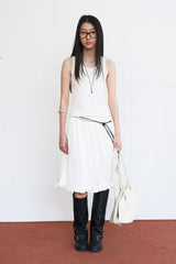Satin Frill Midi Skirt (Ivory)