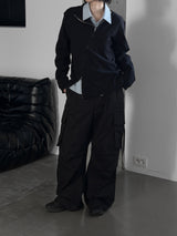 (unisex) Oblique two-way knit zip-up