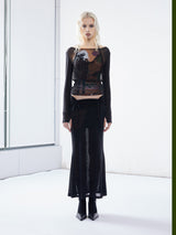 Emoha punk  printed Tencel slightly transparent spicy スリムフィッシュテールスカート
