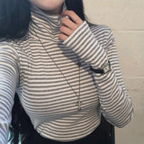 [BELLIDE MADE] 3 colors, stripe finger hole turtleneck T-shirt