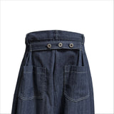 (2color) バックストラップピンタックワイドローデニムパンツ