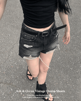 Ash & Ocean Damage Washing Denim Shorts (2 colors)