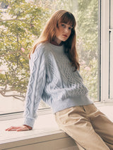 ROUND CABLE LABEL KNIT BLUE