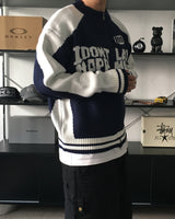 RM Nine lettering color combination knit zip-up (3C)