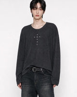 (UNISEX) リベット リブ ロングスリーブ