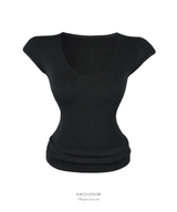 Airy Cap Sleeve Knit Top (2color)
