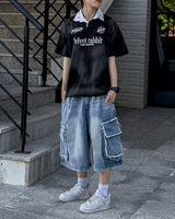 Daily Dirty Washing Collar Short-Sleeved T-shirt