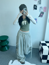 ツーラインポイントパラシュートバルーンパンツ💚🤎🩶 - 5 カラーズ