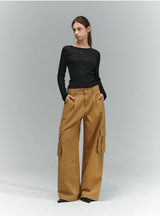 SLIP SHEER WAVE LONGSLEEVE [BLACK]