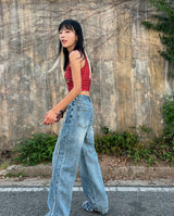 FRONT SIDE PATCHWORK DENIM PANTS code 18106