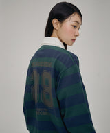 98 ストライプラグビー長袖シャツ グリーン