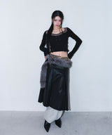fur loop eyelet belt - deep blue
