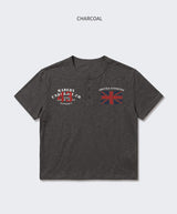 スラブヘンリーネッククロップドTシャツユニオンジャック チャコール