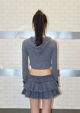 wave lace ribbon hoody - grey
