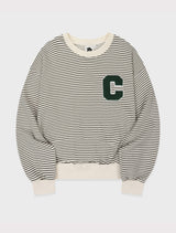 Cパッチストライプスウェット／ブラック [Unisex]