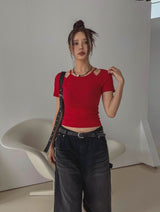 Sonya Whole Slit Layered Short Sleeve T-shirt