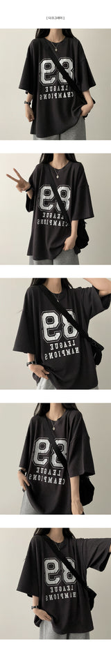 89 Number ボックスフィットニット半袖Tシャツ
