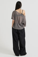 ニットワンショルダーTシャツ, Charcoal