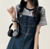 Monthly pocket suspender dress