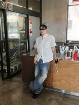 No.1790 vtg washing flare denim PT