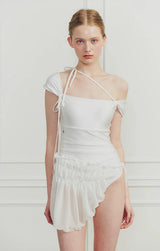 DEW COWL SWIMSUIT white