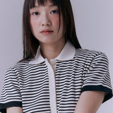 Stripe pique rib t-shirt (BLACK)