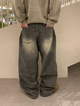  Gray Teen Wash Balloon Denim Pants